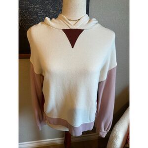 Madewell MWL Airyterry Colorblock Cotton Pullover Hoodie Size Small